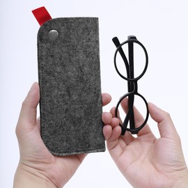 Pebipoo 3 Pcs Felt Eyeglass Case Soft Slip In Glasses Pouch Portable Glasses Pouch Case (Yellow Red Dark Grey)