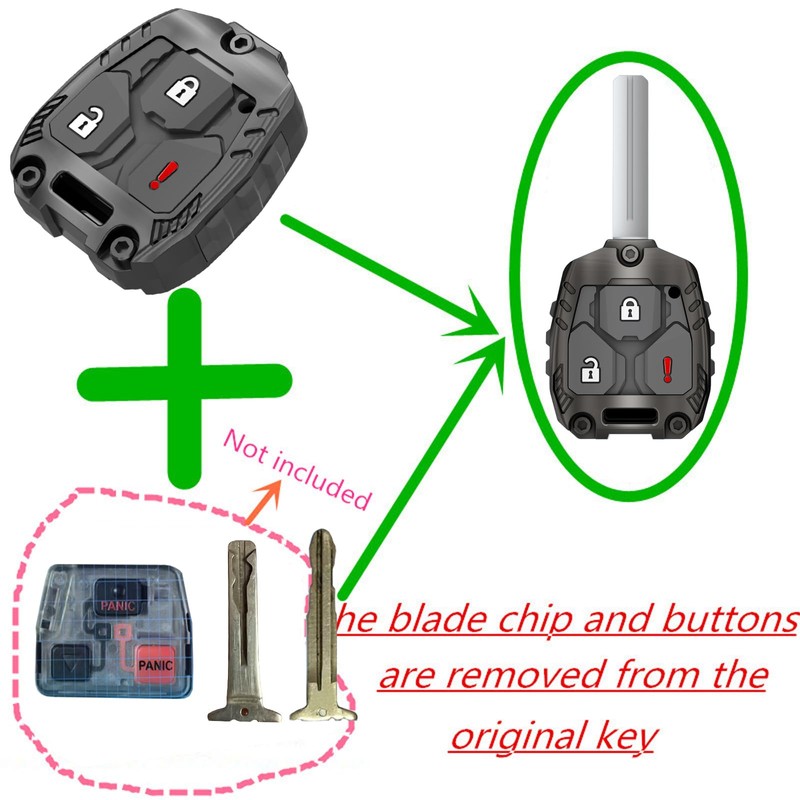 AIOEUOIA 3-Button Key Shell Replacement Case for Toyota FJ Cruiser
