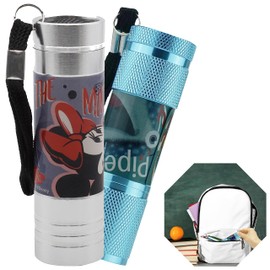 2Pk - Silver and Light Blue 9 LED Aluminium Torches, Minnie Mouse and Finding Dory Pocket Torches, 8.7cm Flashlight for Camping, Perfect for Kids Girls 3+Y