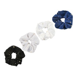 SAFIGLE 4Pcs Elegant Star Design Hair Scrunchies Stylish Elastic Hair Ropes for Women Durable and Fashionable Colors White Black Grey Navy