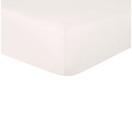 Sleepdown 100% Pure Cotton Deep Fitted Sheet Warm Cosy Breathable Super Soft Bedsheet Bed Linen 32cm Extra Deep Pockets - Natural - Super King,5056557500642