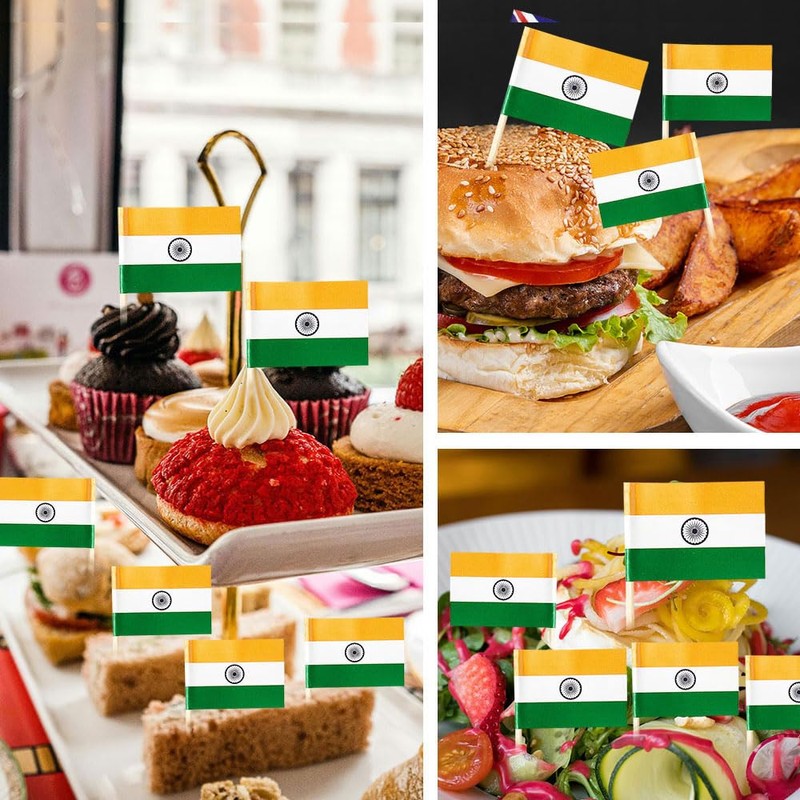 India Miniature Toothpick Flags Decorations Small Cupcake Toppers Cocktail Food