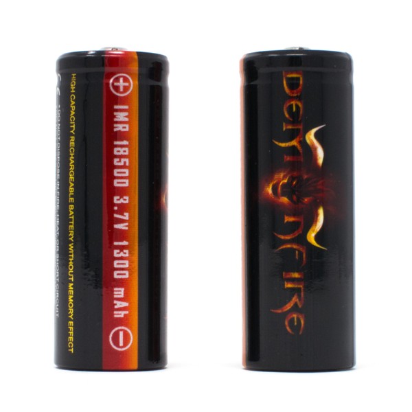 IMR 18500 1300mAh 3.7V High Drain LiMn Demonfire Rechargeable Battery with Button Top (2 Pieces)