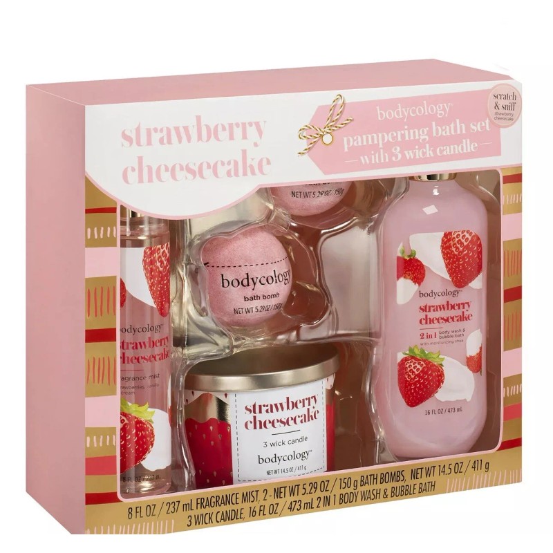 Bodycology 🔥NEW🔥 Bodycology Strawberry Cheesecake Pampering Bath Set with 3