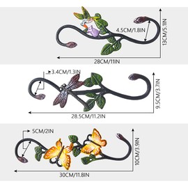 Sunnyac Heavy Duty S Hooks , Pack of 3 Large Cast Iron Plant Hangers, Metal Decorative Painted Hooks for Hanging Outdoor Indoor Garden Planters, Flower Baskets, Pots, Bird Feeders, Wind Chimes (Type1)