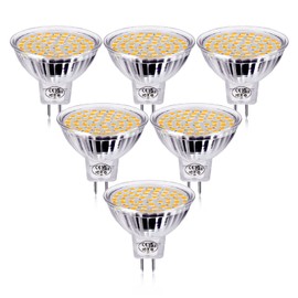 GVOREE GU5.3 MR16 LED Spotlight Warm White, 5 W Replaces 40 W Halogen Bulbs, Pack of 6, AC/DC 12 V Flicker-Free, Mr16 Spotlight Not Dimmable, 120º Beam Angle