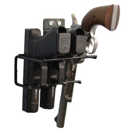 BOOMSTICK 3 Gun Handgun Black Vinyl Coated Pistol Wall Mount Rack