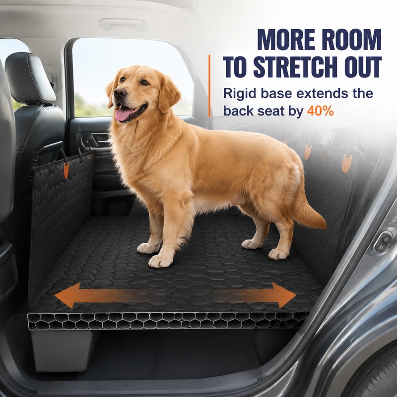 SucceBuy Dog Back Seat Extender with Hard Bottom, Mesh Window