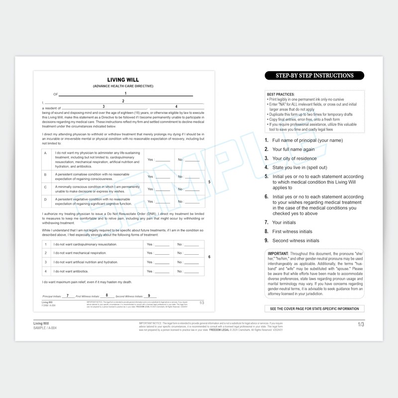 Living Will and Healthcare Power of Attorney Legal Forms Kit