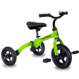 XPIY Tricycle for Toddlers Age 2-5 Years Old, 3 in 1 Folding Toddler Bike for Boys and Girls, Kids' Bike Trike with Detachable Pedal and Adjustable Seat (Green)