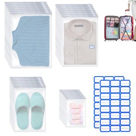 BHUJIA 26PCS Clear Bags for Packaging, Frosted Travel Storage Bags for Clothes, eusable Space Saver Packing Sacks for Business Shipping Clothing, Marketing Materials