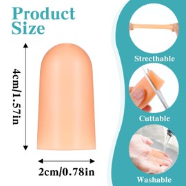 Ptwola 8pcs Finger Cots Silicone Finger Protector Covers Waterproof Soft Fingertips Support Sleeves Rubber Thumb Finger Caps Wrap Gloves for Finger Cracking Wound Cut Biting Protection