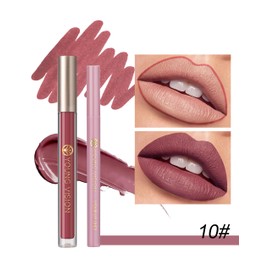 Jutqut Matte Lip Liner and Lip Gloss Set, Liquid Long Lasting Lipstain, Waterproof and Sweatproof Lip Liner Tatttoo, Highly Pigmented, Non-Stick Cup, Quick Drying, Suitable for All Skin Tones #10