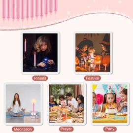 Tobeape – Set of 24 Pink Spell & Chime Candles – 4" Tall Unscented Mini Taper Candle for Witchcraft, Wiccan Altar, Magic Tools, Rituals, Prayer, Meditation and Party Decoration