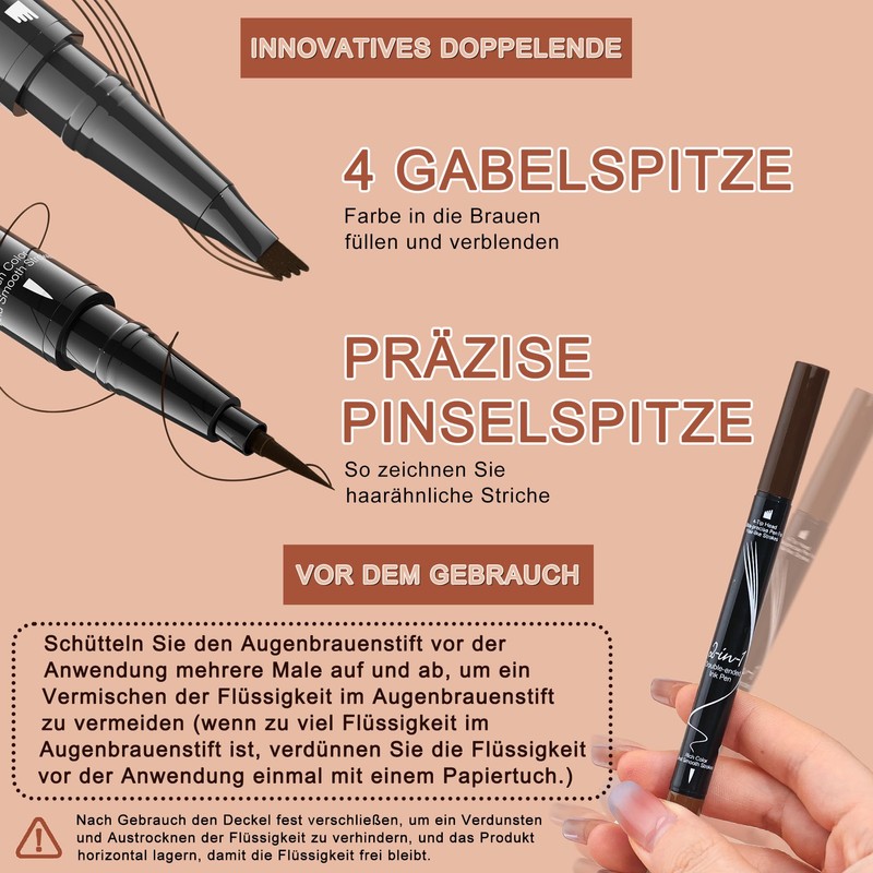 Eyebrow Pencil - Waterproof Microblading Eyebrow Pen 2-in-1 Dual-Ended 3D
