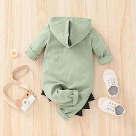 LUZOZEZO Newborn Baby Boys Girls Cartoon Dinosaur St. Patrick's Day Outfit Hoodie Romper Jumpsuit Outfits Clothes