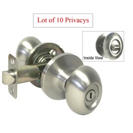 House Guard Hardware 10 Privacy Satin Nickel Finish Oval Handle Knobs Door Lock for Bedroom Bathroom