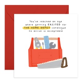 Birthday Card for Men - Excited for Catalogue - Gifts for Dad, Husband, Boyfriend, Grandpa, Uncle, Brother, Friends, Bro, Pals, Boys, Guys - Signs of Aging, Handy Tools - Comes with Stickers