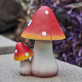 Mushroom Ornament Fairy Gardening Figurine - Outdoor Decor Mushroom Garden Ornament Figurine Gnome Loves Outdoor Decoration Mushroom Statue (Red, 20cm)