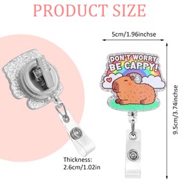 Capybara Badge Reels Happy Valentine's Day Retractable Nurse Name Tag Alligator Clip Glitter ID Card Holder Swivel Heavy Duty Keychain for Office Work Medical Assistant Doctor Nurse Teacher (Be Capy)
