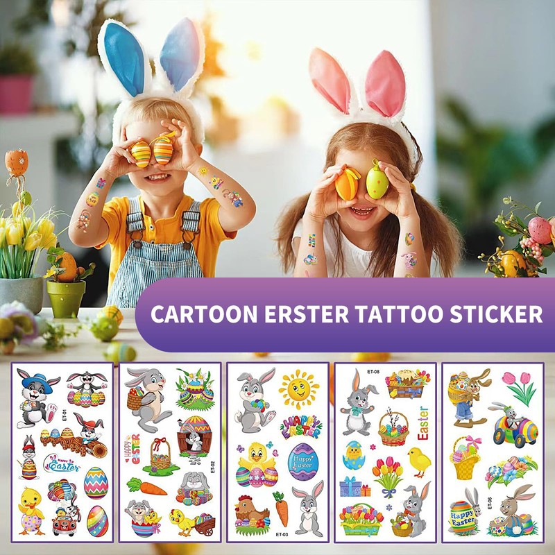 Easter Temporary Tattoos for Kids， Easter themed temporary tattoo stickers，easter