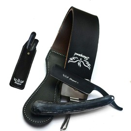 Leather Razor Strop Sharpened Black Barber Straight Razor Strap Belt Handmade Vintage Wet Manual Shaving Kit Honing Strop Beard Razors 58cm*5cm Leather Belt Set
