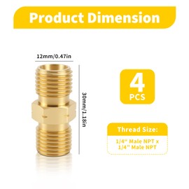 Brass Gas Hose Connector 1/4 Left Gas Hose Connector DN8 LKS Double Nipple Coupling Propane Acetylene Gas Hose Male Thread for Liquids Pipes