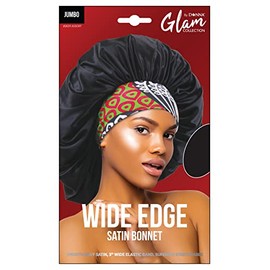 DONNA Wide Edge Satin Bonnet Tribal Shower Cap for Women Silk Bonnet for Sleeping Satin Bonnet Jumbo YELLOW