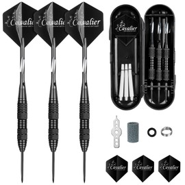 flintronic 3 Pack Steel Darts Set, Professional 23g Darts Tip with Non-Slip Stainless Steel Shaft, Poly Flights, PVC Shafts, Dart Sharpener, Rubber Rings, Flight Protecter, with Gift Box