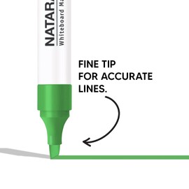 Nataraj 12 x Green Whiteboard Marker Pens 2.5mm Chisel Tip Erasable Dry Wipe Marker For Office and Home - Sold By VR Angel