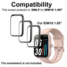 smaate 3D Screen Protector Compatible with VERYFIT IDW16 1.95 inches TOOBUR and Quican W16B Smartwatch, PMMA, Full Coverage,3 Pieces