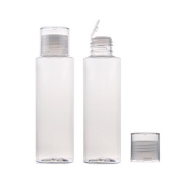 6PCS 100ml 3.4oz Empty Portable Refillable Plastic Bottle Vial Travel Packaging Bottle Container with Orifice Reducer and Screw Lid for Toner Lotion Shower Gel Shampoo Essential Oil