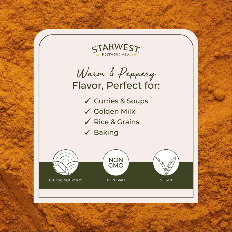 Starwest Botanicals Organic Ground Turmeric Root Powder - Curcumin Spice