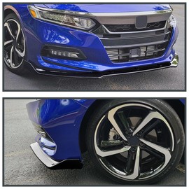 Spec-D Tuning Glossy Black Front Bumper Lip Spoiler Splitter 3PC Compatible with 2018-2020 Honda Accord