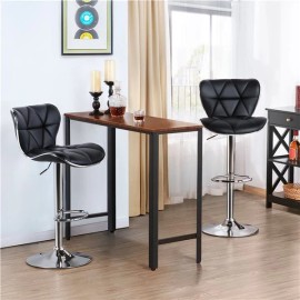 Bolton Bar Stool Chair Adjustable Black Swivel Armless Design Faux Leather Midback New