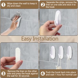 Qjaiune 12 Pack Medium Utility Hooks, Holds up to 2.5 lb, Damage Free Hanging Hooks Removable Wall Hooks Self Adhesive Hooks, Heavy Duty Sticky Hooks for Hanging Garland Hat Key Coat Wreath Towel