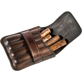 Artiglieria Fiorentina Ammezzati Cigar Case Shaped in Genuine Vegetable Tanned Leather - Ammezzati Holder from 4 by Artiglieria Fiorentina - Made in Italy, dark brown (di moro), CEPO 38, Elegant and handcrafted