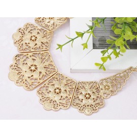 Alilang Golden Tone Matte Filigree Floral Cut Out Chunky Statement Bib Collar Necklace