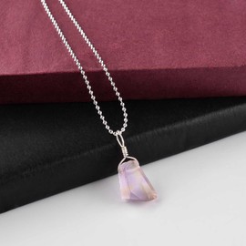 Natural Raw Ametrine Gemstone Pendant Dainty Necklace, Rough Crystals, Energy Stone, Healing Crystals, Silver Plated Chain, Gift for Women, Birthstone Gemstones Jewelry 18 inch