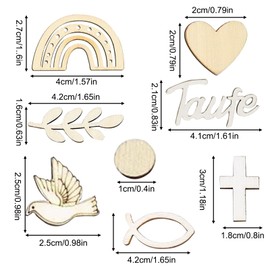 KASESSS 160 Pcs Baby Shower Table Decorations, Wooden Baby Shower Confetti, 8 Styles, Gender Reveal Table Decorations Bohemian Decor Scripted Confetti Neutral Communion Baptism Table Decorations