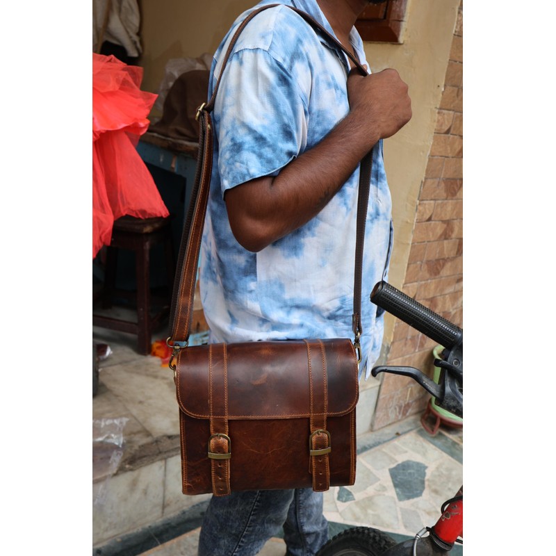 Handmade Leather Motorcycle Bag/Leather Saddle Bag/Leather Bike Bag/Leather Handlebar Bag/Leather