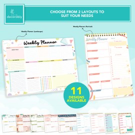 Decorably 52 Sheets Colorful Pastel Undated Weekly To Do List Notepad, 11x8.5in Easy Tear-Off Weekly Planner Pad for Focus, Priorities, To-Do List, Habit Tracker, Agenda, Notes
