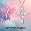 HPQQ Music Note Cross Necklace 925 Sterling Silver Opal Cross