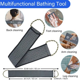 elook Exfoliating Back Scrubber for Shower, 2PCS Shower Scrubber with Handles, 26'' Long Strap Back Washer for Shower Loofah for Men and Women - Blue Gray + Dark Blue