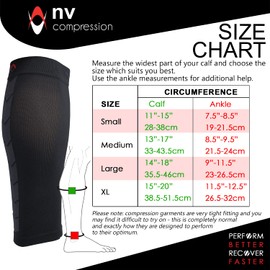 NV Compression 365 Footless Compression Socks - Calf Support Compression Calf Sleeves - for Sports, Running, Cycling, Triathlon, Crossfit, Gym, Tennis, Black / Steel