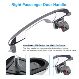 BJYXSHOP - Manija exterior cromada para puerta delantera derecha, lado del pasajero, repuesto para Fiat 500 2012 2013 2014 2015 2016 2017 2018, mango exterior, 68069942AC, sin ojo de cerradura