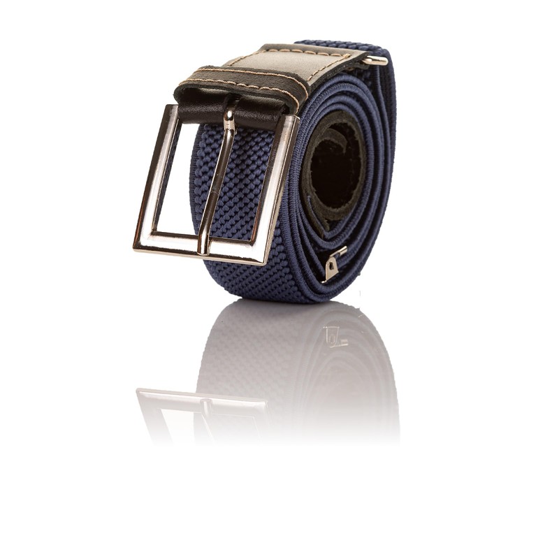 Junior/Childrens 5-15 Years Adjustable Elasticated Belt with Buckle/Leather Fittings. Blue