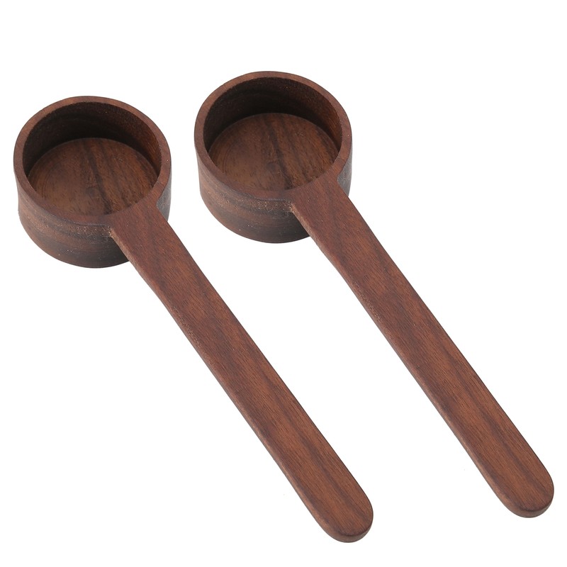 2Pcs Walnut Coffee Bean Measuring Spoon Food Grade Salt Spoon