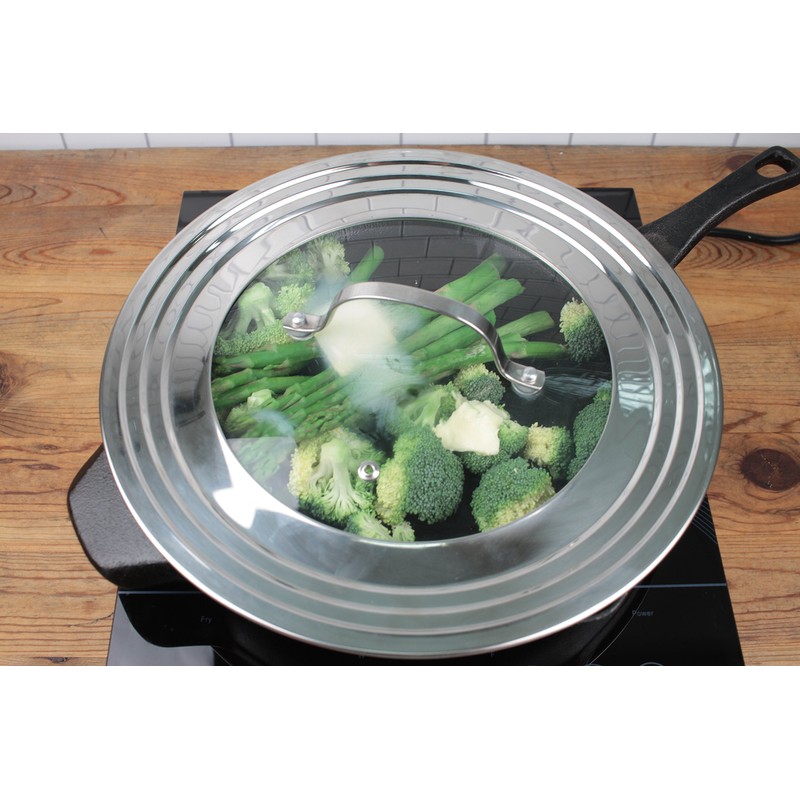 RSVP International Universal Lid Insert Steel & Secure Tempered Glass