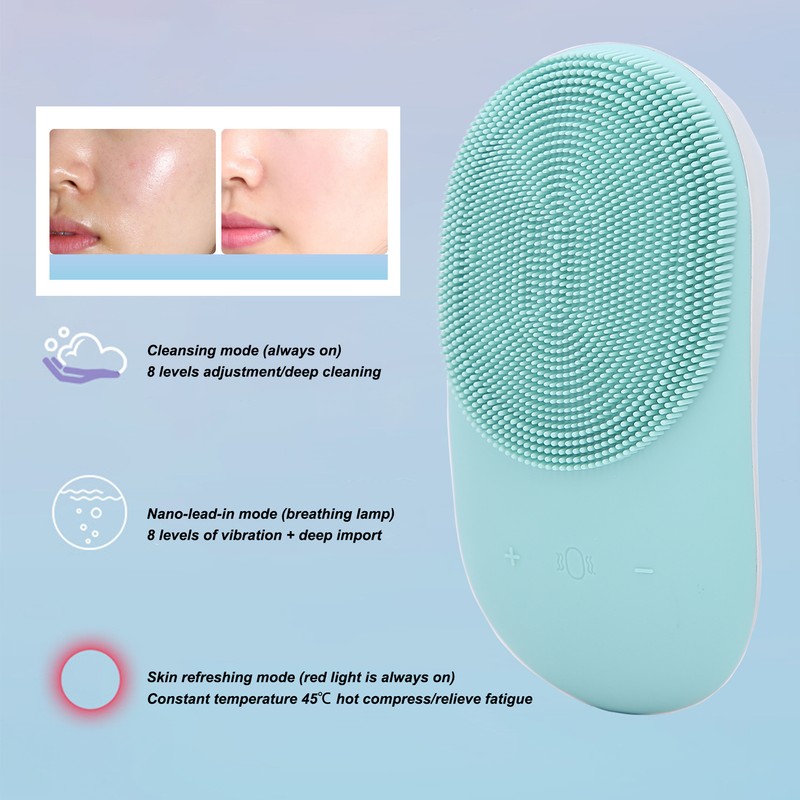 2 in 1 Electric Face Cleansing Brush Silicone Sonic Vibration
